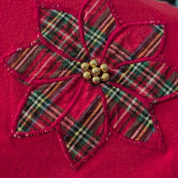 Victoria‎ Jones Woman Christmas Top Vintage Red Embroidery Beads Plaid - Picture 7 of 10